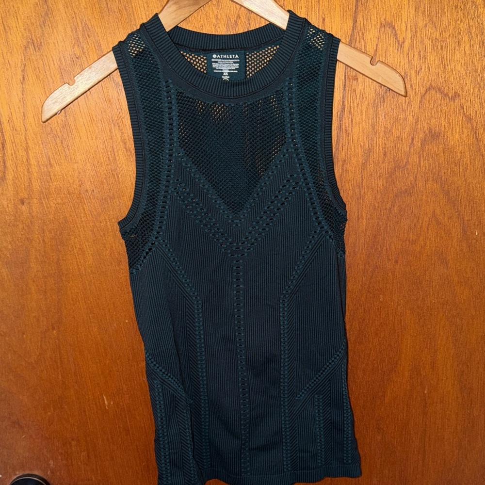 Athleta Seamless Mesh Knit Tank Top — Navy Blue | XS